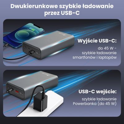 22. Extralink Powerbank EPB-126 20000mAh Silver Power bank, 45W PD, USB-C