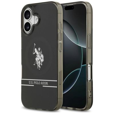 US Polo DH and Bottom Stripe Logo MagSafe iPhone 17 Case - Black