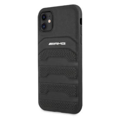 2. AMG AMHCN61GSEBK iPhone 11 6.1 "black / black hardcase Leather Debossed Lines