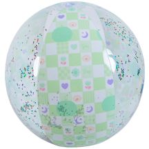 INFLATABLE BEACH BALL 50CM GLITTER GREEN 53197