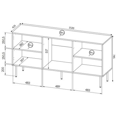 4. HOLE chest of drawers 152x42.5xH74.5 black matt