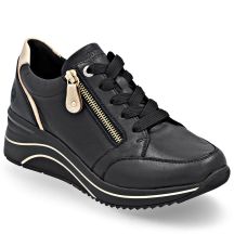 Women's leather wedge sneakers black Remonte Rieker D0T03-03
