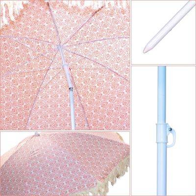 10. BEACH AND GARDEN UMBRELLA WITH FRINGE 174 CM RED