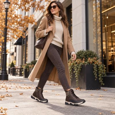 10. Waterproof Women’s Brown Platform Ankle Boots Rieker 45956-25