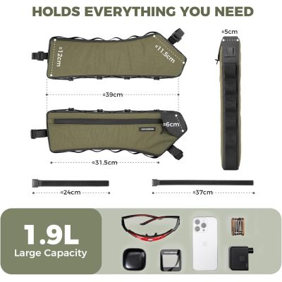 2. Rockbros bicycle frame bag green 1.9L