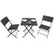 17. BALCONY FURNITURE SET TABLE 58X58X70CM AND 2 BLACK CHAIRS