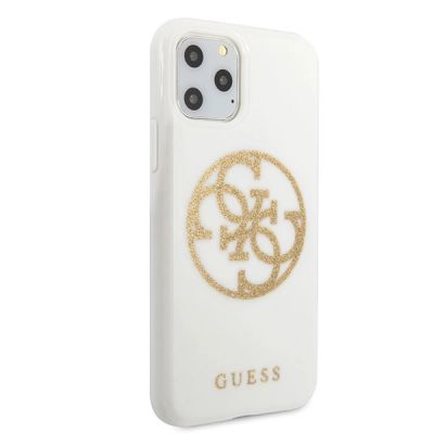 5. Guess GUHCN65TPUWHGLG iPhone 11 Pro Max white/white hard case Glitter 4G Circle Logo
