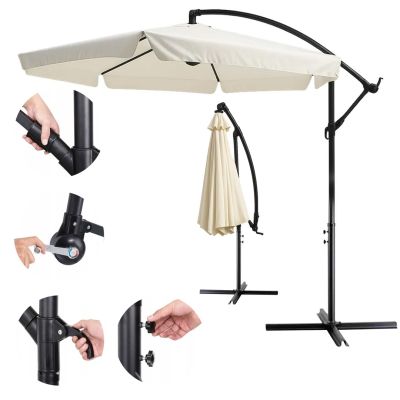 6. Extralink Black Forest Garden Umbrella with Side Panels, Large 3m Beige Cantilever Patio Umbrella with Hexagon Bracket Beige, Black