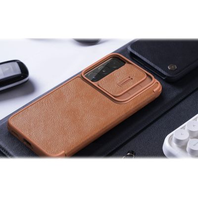 21. Nillkin Qin Leather Pro Case Case for Samsung Galaxy S22+ (S22 Plus) Camera Protector Holster Cover Flip Case Brown