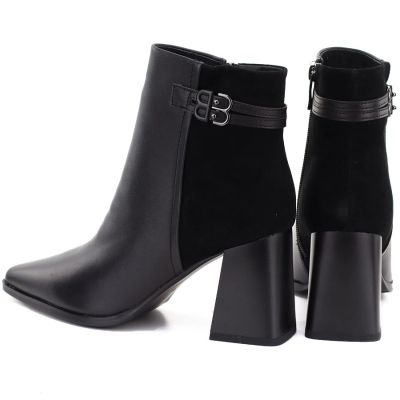 10. Women's black leather high-heeled ankle boots D&A S.Barski CR62-3477