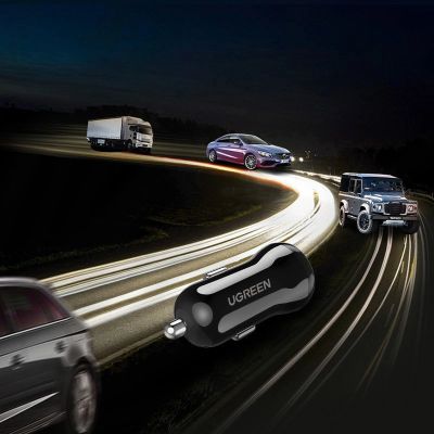 6. Ugreen car charger 2x USB 24W 4.8 A (2x 2.4 A) black (50875)