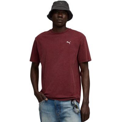 6. Puma Ess Elevated Relaxed Wash Tee Burgundy 688048 96