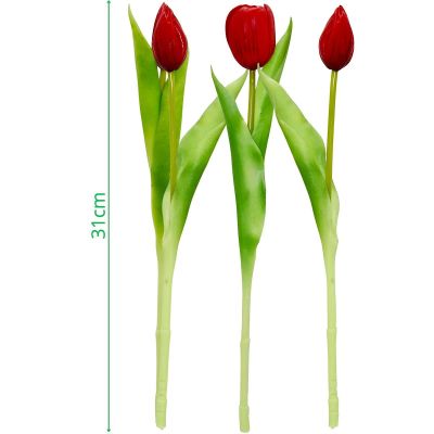 12. BOUQUET OF 7 RED TULIPS 31 CM LIKE LIFE SPRING DECORATION