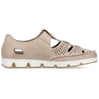 3. Rieker W RKR651 beige leather velcro openwork shoes