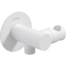 Round angle connector with handset holder