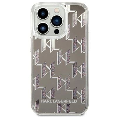 3. Karl Lagerfeld KLHCP14LLMNMS iPhone 14 Pro 6.1 "hardcase silver / silver Liquid Glitter Monogram