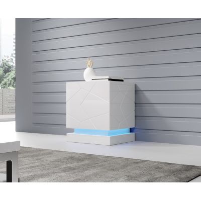 3. QIU bedside table 2 pcs. 46x41.5xH53 glossy white/glossy white