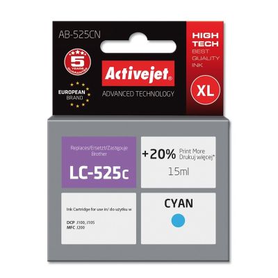 Activejet AB-525CN Ink (Brother LC525C replacement; Supreme; 15 ml; blue)