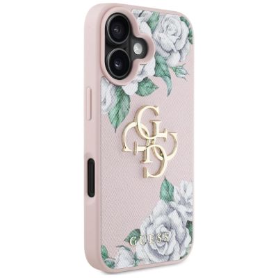 4. Guess Grained Roses Big 4G logo iPhone 16 case - pink