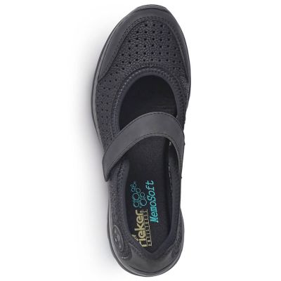4. Comfortable Rieker W RKR575 openwork shoes, black