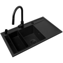 Set - PYRAMIS CAMEA sink (79x50) 1B 1D L + IDEA Black Edition faucet - 070168402BE - Volcano
