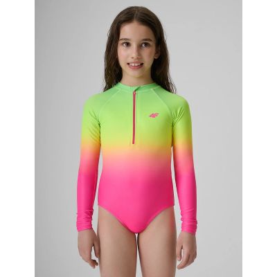 Girls' one-piece swimsuit with UPF50+ filter 4F 4FJRSS26USWSF144-91A
