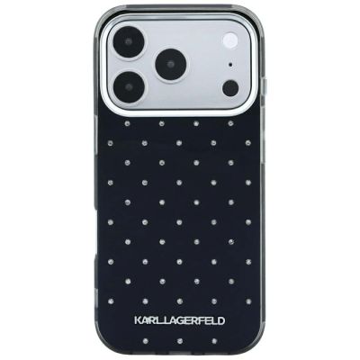 3. Karl Lagerfeld IML Rhinestones Allover and Electroplated Logo Case for iPhone 17 Pro Max / 18 Pro Max - Black