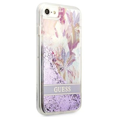 4. Guess Flower Liquid Glitter case for iPhone SE 2022 / SE 2020 / 7 / 8 - purple