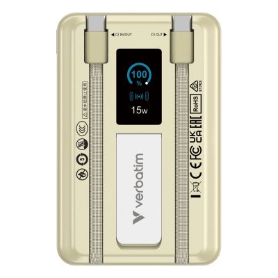 2. Verbatim 32274 Power Bank Lithium Polymer (LiPo) 10000 mAh Wireless Charging Gold