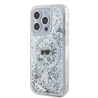 2. Karl Lagerfeld Liquid Glitter Karl Head MagSafe case for iPhone 15 Pro Max - transparent