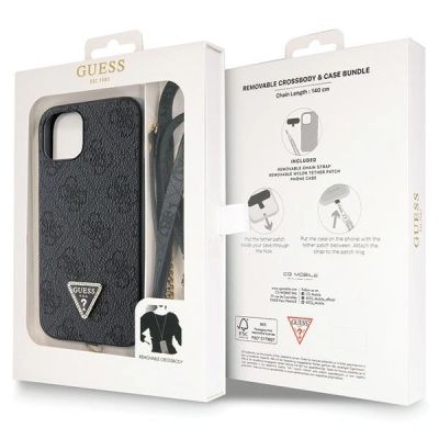 9. Guess Crossbody 4G Metal Logo Case for iPhone 13/14/15 - Black