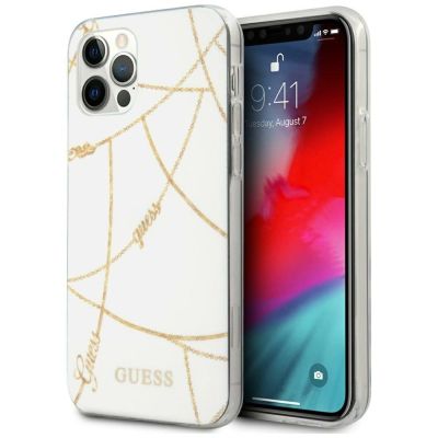 11. Guess Gold Chain Collection iPhone 12 Pro Max 6.7" Case - White