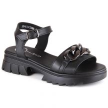 Leather sandals with a chain Filippo DS4614 black