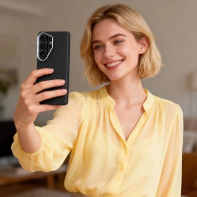 7. Tech-Protect Ion Carbon MagSafe Case for Samsung Galaxy S26 Ultra - Black and Silver