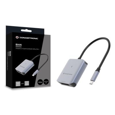 5. Conceptronic BIAN08G USB 3.2 Gen 2 Type-C Card Reader Gray