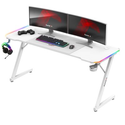 7. Huzaro Hero 4.8 White RGB Gaming Desk