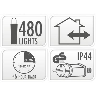 4. CHRISTMAS TREE LIGHTS 480LED LIGHT CHAIN TIMER MULTICOLOR MACARON