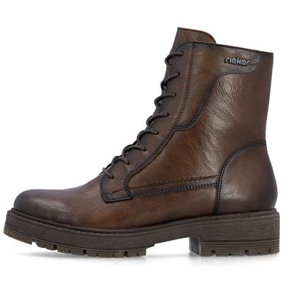 3. Brown women's leather worker boots Rieker 75800-25