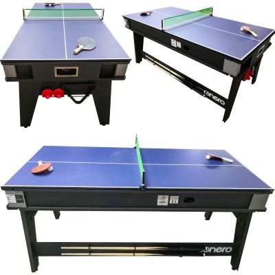 8. 4-IN-1 MULTIGAMING TABLE BILLIARDS TABLE TENNIS HOOK-UP DINING TABLE 189x94.1x81.3CM ENERO