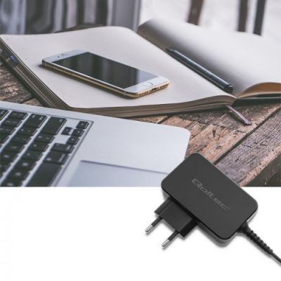 2. QOLTEC WALL CHARGER 65W | 5-20V | 3-3.25A | USB TYPE C | PD | BLACK