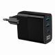 2. GEMBIRD 3-Port GaN USB Fast Mains Charger (PD) (2x USB-A + 1x USB Type-C), 30 W, LCD, Black