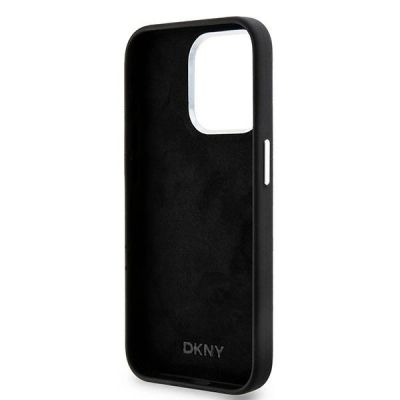 7. DKNY Liquid Silicone Small Metal Logo MagSafe Case for iPhone 14 Pro - Black