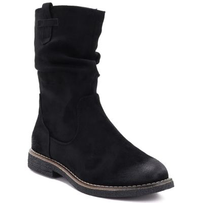 7. Women's insulated ankle boots with a ruffled upper, black M.Daszyńskie SA296-5