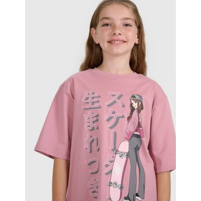 6. Oversized T-shirt with print for girls 4F 4FJRAW25TTSHF2936-54S
