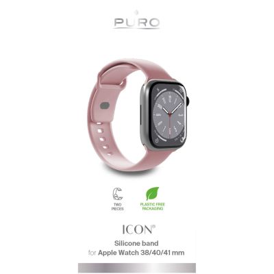 2. Puro Icon Silicone Strap for Apple Watch 38 / 40 / 41 mm - Pink (2 pcs.)