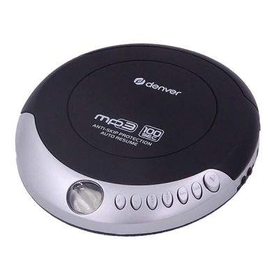Discman with auto resume and anti-shock black and silver