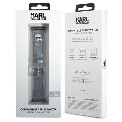 2. Karl Lagerfeld KLAWMOKHG Apple Watch Strap 38/40 / 41mm silver / silver strap Saffiano Karl Heads