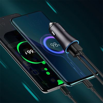 8. Baseus Golden Contactor Max 2xUSB-A 60W Car Charger - Dark Gray