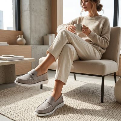6. Vinceza 93221 women's gray leather moccasins