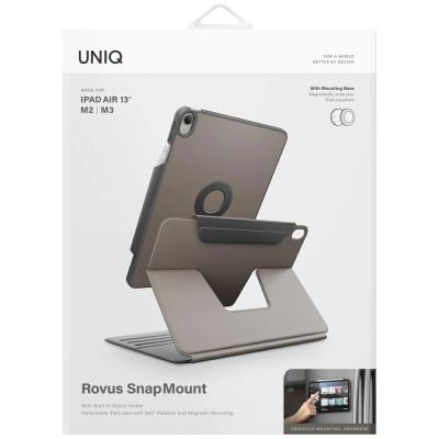 10. Uniq Rovus Snapmount Magnetic 360 Rotating Detachable Case for iPad Air 13" 2024 / 2025 - Gray